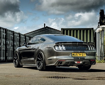 Rear 3/4 shot of tuned ford mustang s550