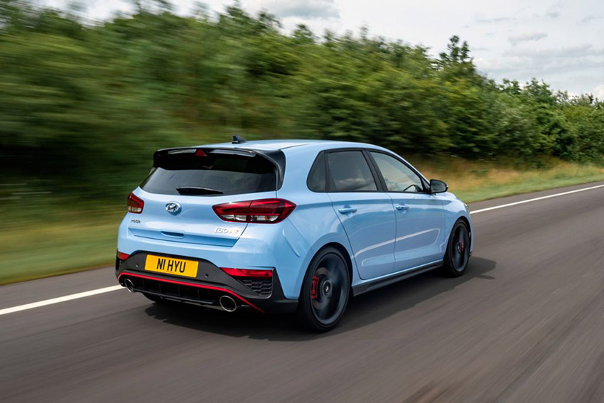 Rear shot of Hyundai i30N. 