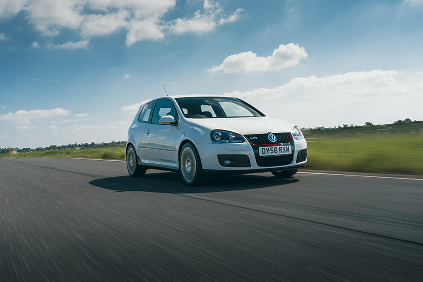 Driving shot of VW Golf GTI Mk5