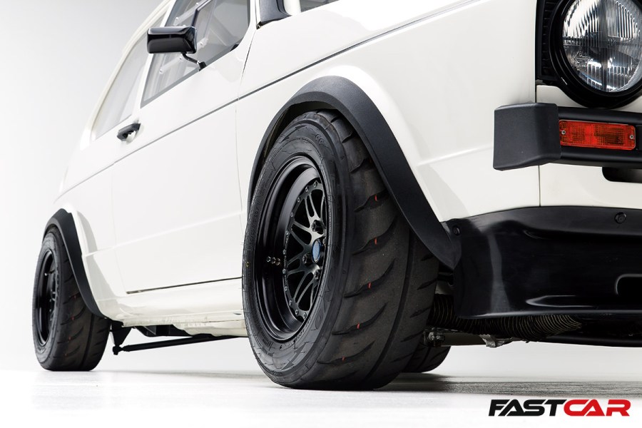 wheel arch and tyre on Modified VW golf Mk1 