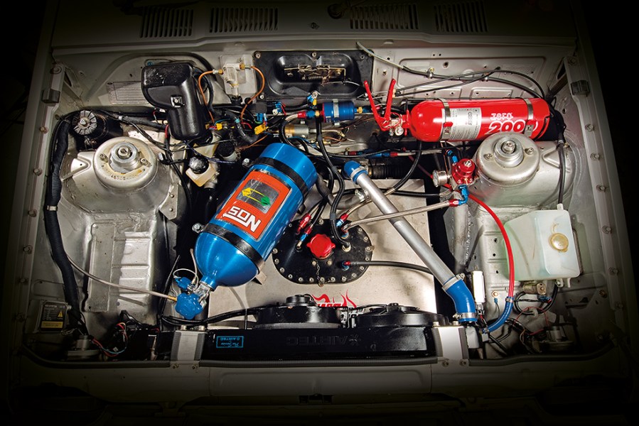 A nitrous set-up like this will certainly make your car faster.
