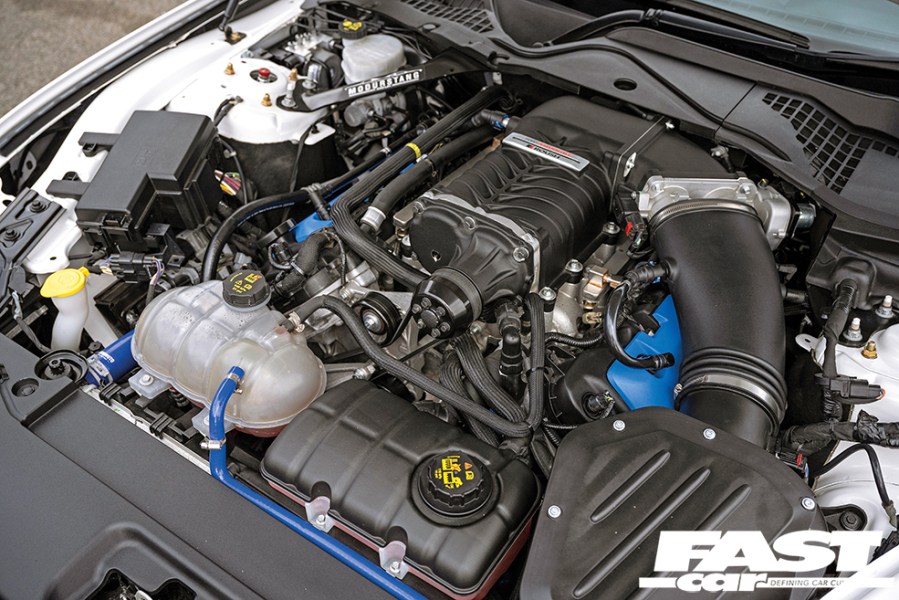 Supercharged S550 Mustang engine shot