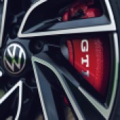 Close up shot of the wheel of a VW Golf GTI Clubsport Mk8