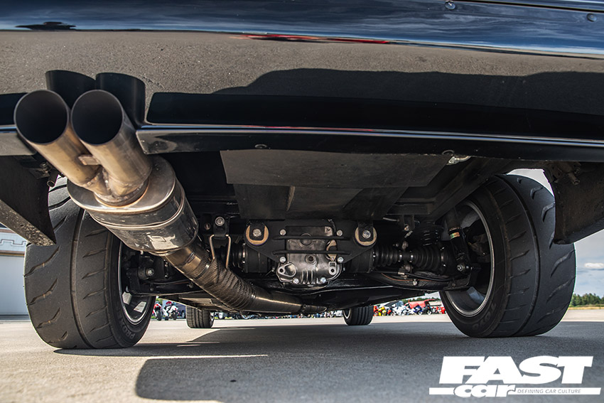 underside of modified BMW E30 turbo