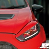 Close up showing headlight on modified ford fiesta st mk7