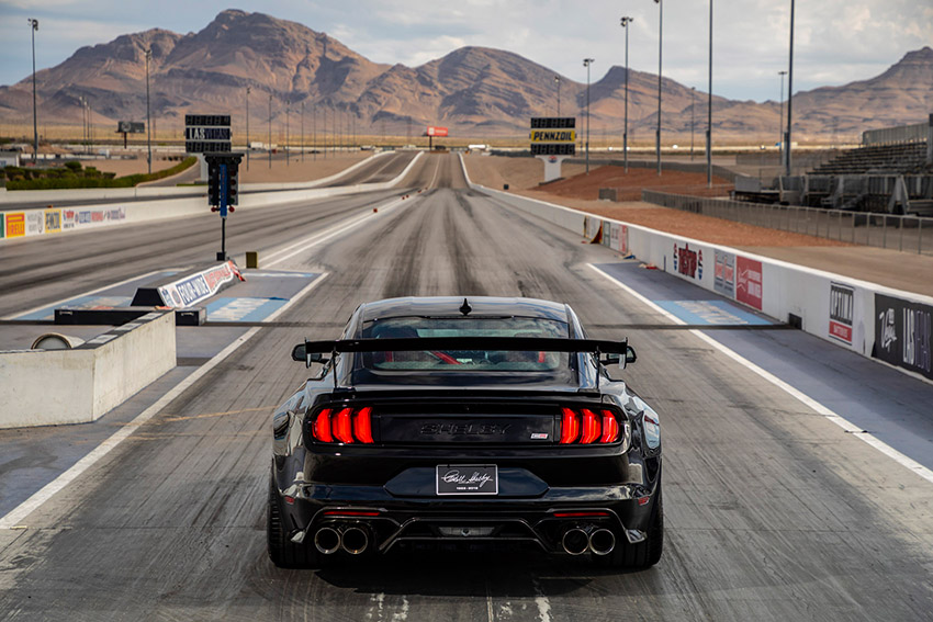 The Shelby GT500 CODE RED on a drag strip