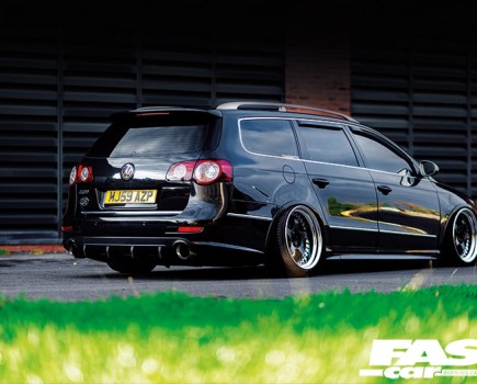 Back right capture of a black tuned VW Passat VR6