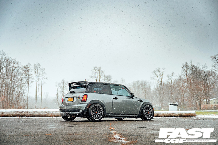Turbocharged R56 Mini with 402whp - rear end shot