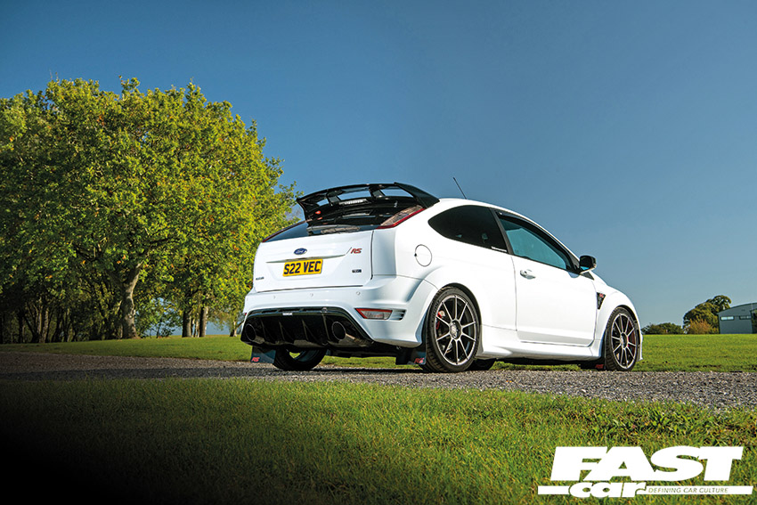Rear shot of modified ford focus rs mk2