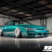Front 3/4 of modified Nissan Silvia S14a