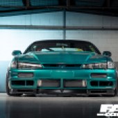 Front end shot of modified Nissan Silvia S14a