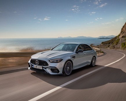 New Mercedes-AMG C63 driving shot front 3/4