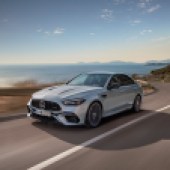 New Mercedes-AMG C63 driving shot front 3/4
