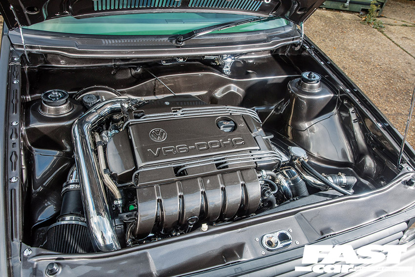 VR6 turbo engine in tuned Mk2 Golf