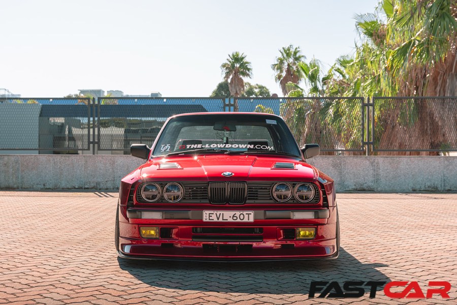 front shot of LS-powered BMW E30