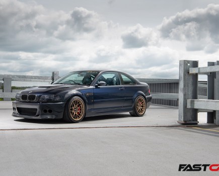 front 3/4 shot of modified bmw e46 m3
