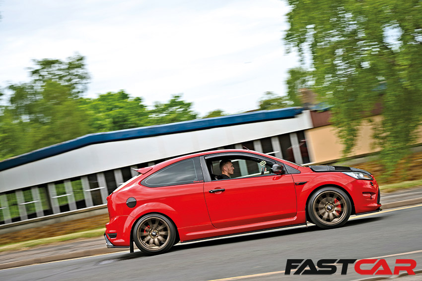 driving shot of Modified Ford Focus ST Mk2
