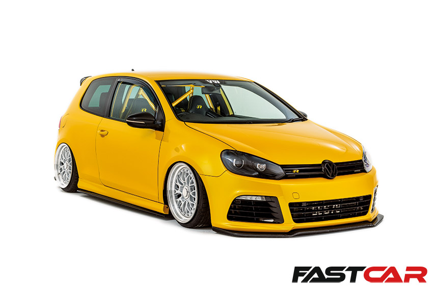 front 3/4 shot of modified vw golf r mk6