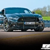 Front 3/4 of twin-turbo Ford Mustang