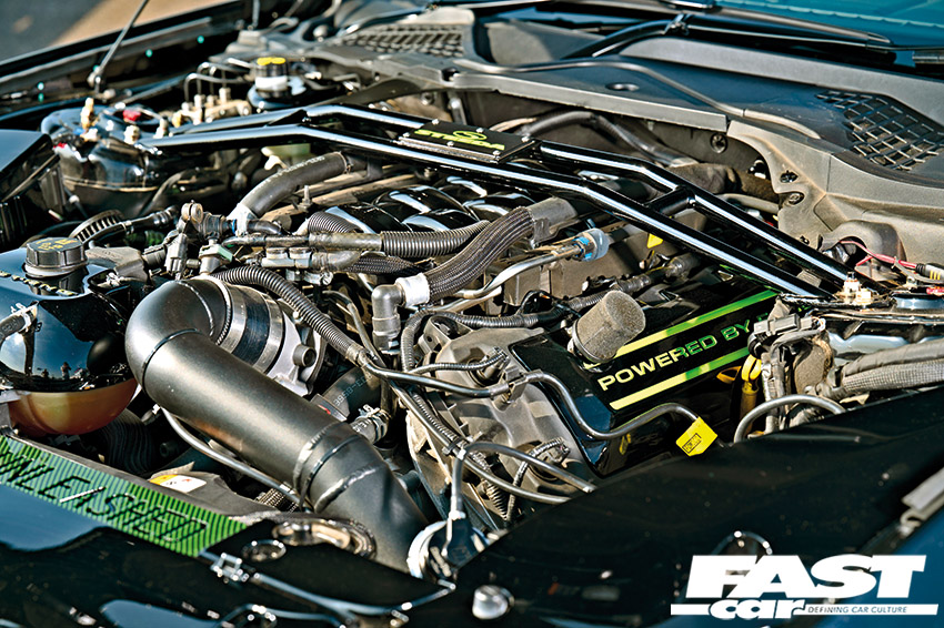 Twin-turbo engine in ford mustang s550