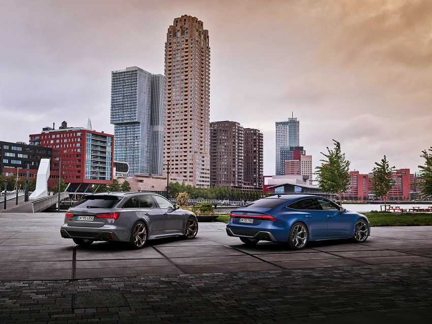 The rear end of the Audi RS6 Performance and RS7 Performance.