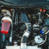 RX-7 engine inside of modified corvette