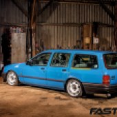 Side profile shot of modified Ford Sierra wagon
