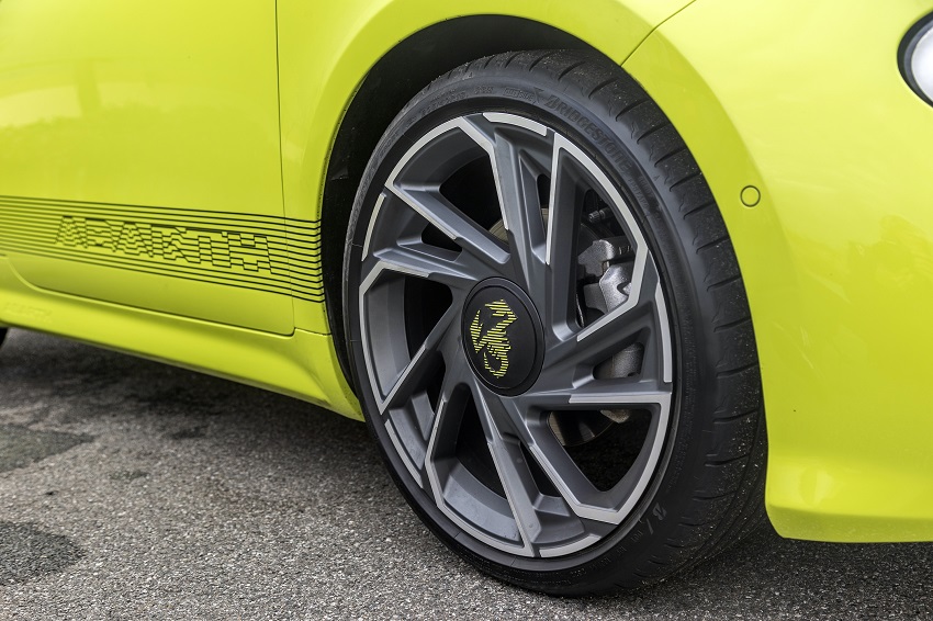 A close-up of the car's wheel rim design.