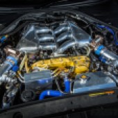 Tuned VR38DETT engine in GT-R with engine bay modifications