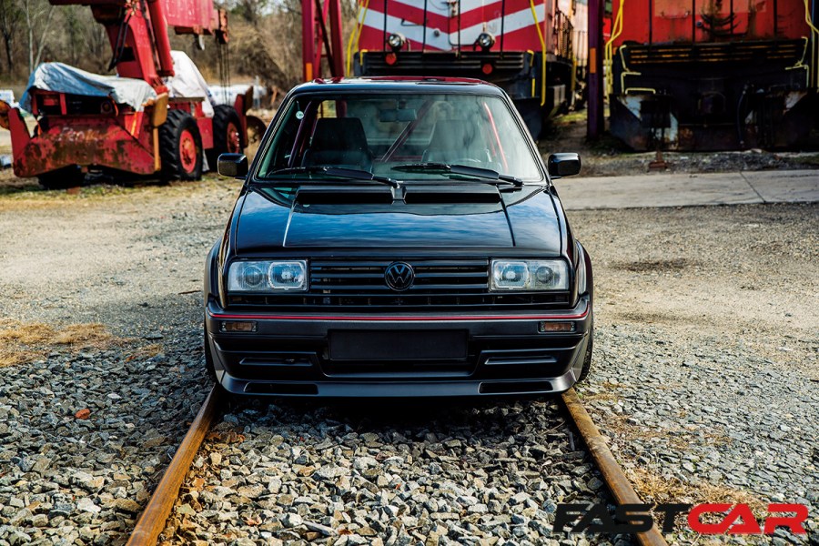 front on shot of vr6-swapped Mk2 Golf gti