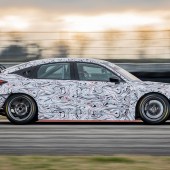 A prototype Honda Civic Type R TCR on track in Italy.