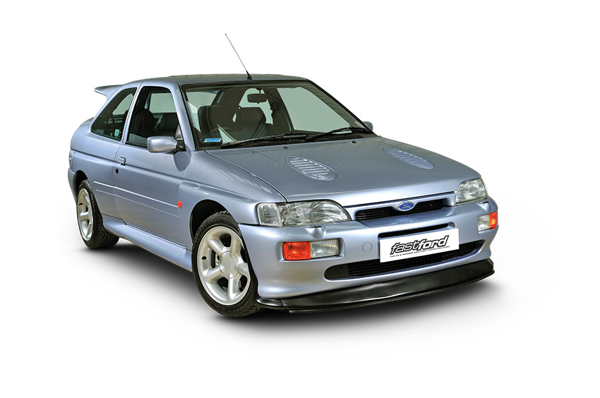 Front 3/4 shot of Ford Escort Cosworth T25