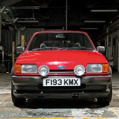 Front on shot of red Ford Fiesta XR2 Mk2