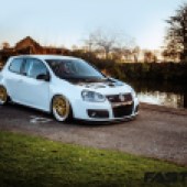 Front 3/4 shot of Modified VW Golf GTI Mk5