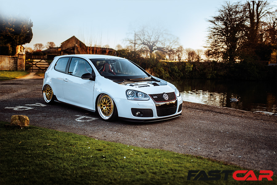 Front 3/4 shot of Modified VW Golf GTI Mk5