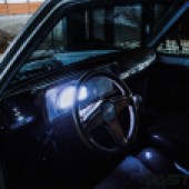 night shot of Modified VW Rabbit Pickup interior