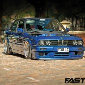 Front 3/4 shot of turbocharged BMW E30 325i