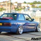 rear 3/4 shot of turbocharged BMW E30 325i