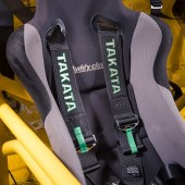 detailed shot of the racing seats installed in this car.
