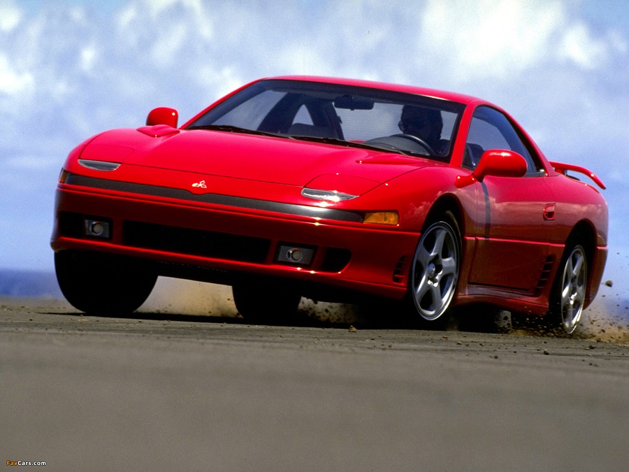 A Mitsubishi 3000GT tackles some dirt.