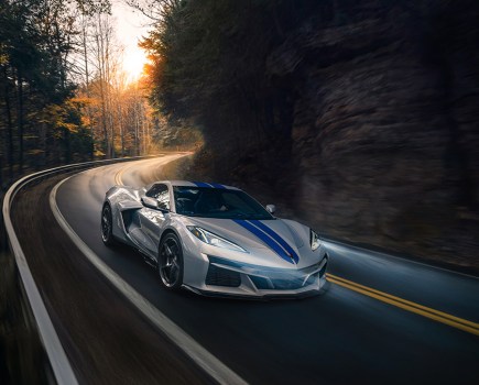 Passenger side front 3/4 view of 2024 Chevrolet Corvette E-Ray 3LZ