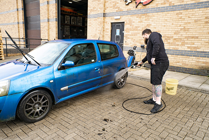 Renault Clio being rinsed off