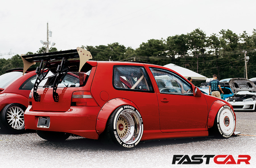 Rear 3/4 shot of Modified VW Golf Mk4