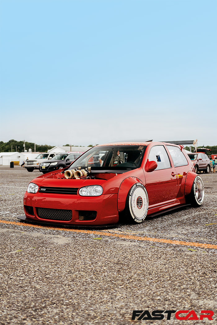 Front 3/4 shot of Modified VW Golf Mk4
