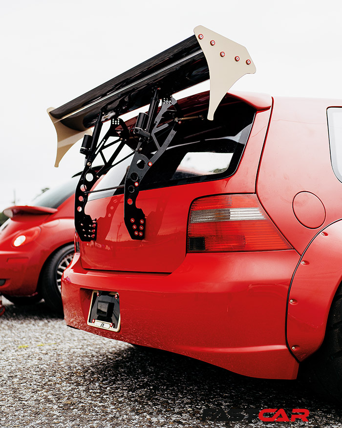 Big rear spoiler on hatchback