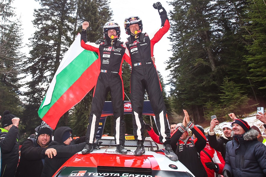 Ogier an Landais celebrate winning the Rallye Monte-Carlo