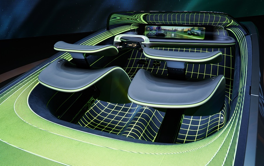 The concept features a trippy digital-inspired interior.