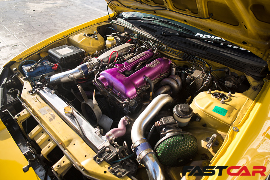 Detail shot of SR20DET engine that's been tuned