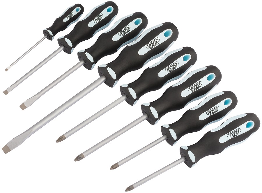 Draper Expert eight-piece heavy-duty soft-grip screwdriver set
