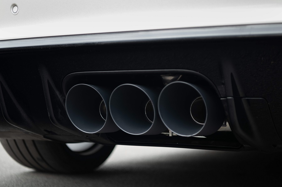 The tailpipes of a Milltek exhaust system.